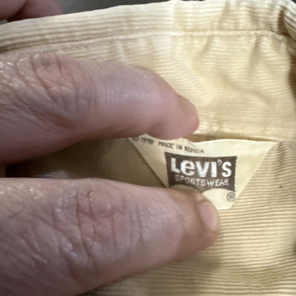 Vintage Levis Button Up Shirt Large Tan Corduroy Big E For Men 70s 80s - Picture 6 of 15